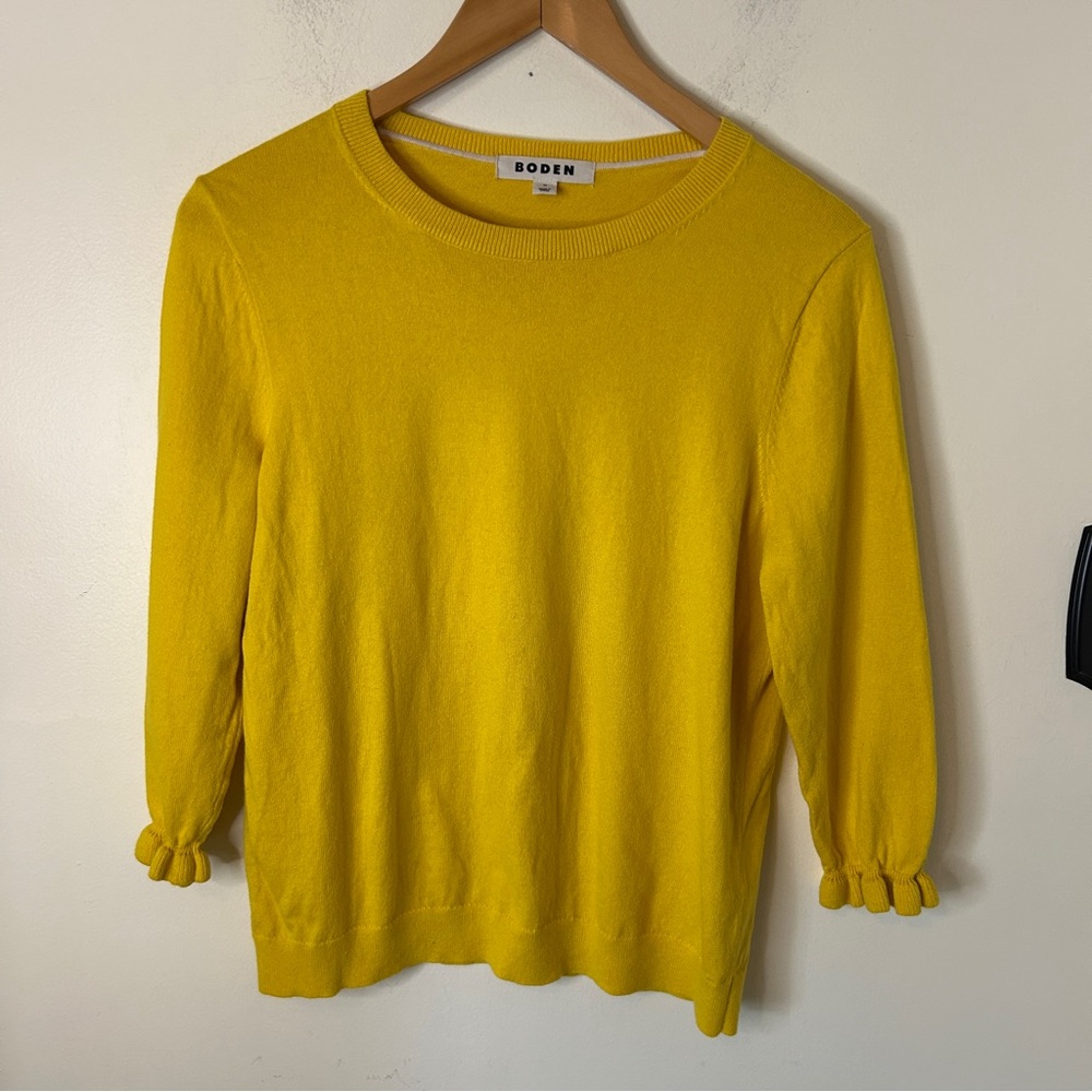 Boden Cotton Wool Blend Sweater Yellow Size M